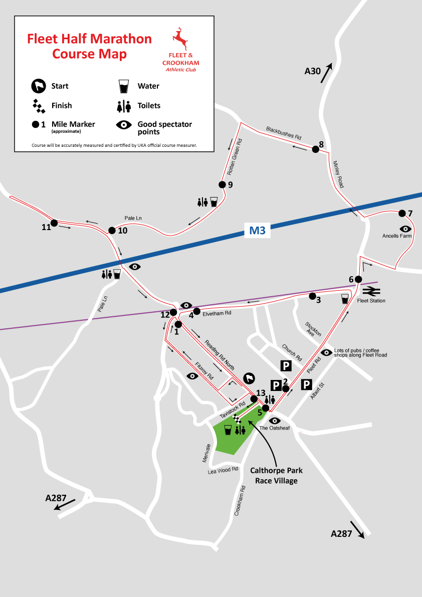 Fleet Half Marathon Course Route Map